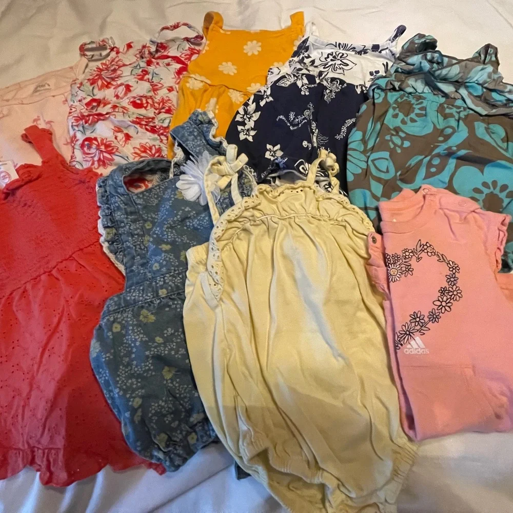 25 pc sz 18 months girls summer dresses onesies outfit sets - Picture 2 of 10